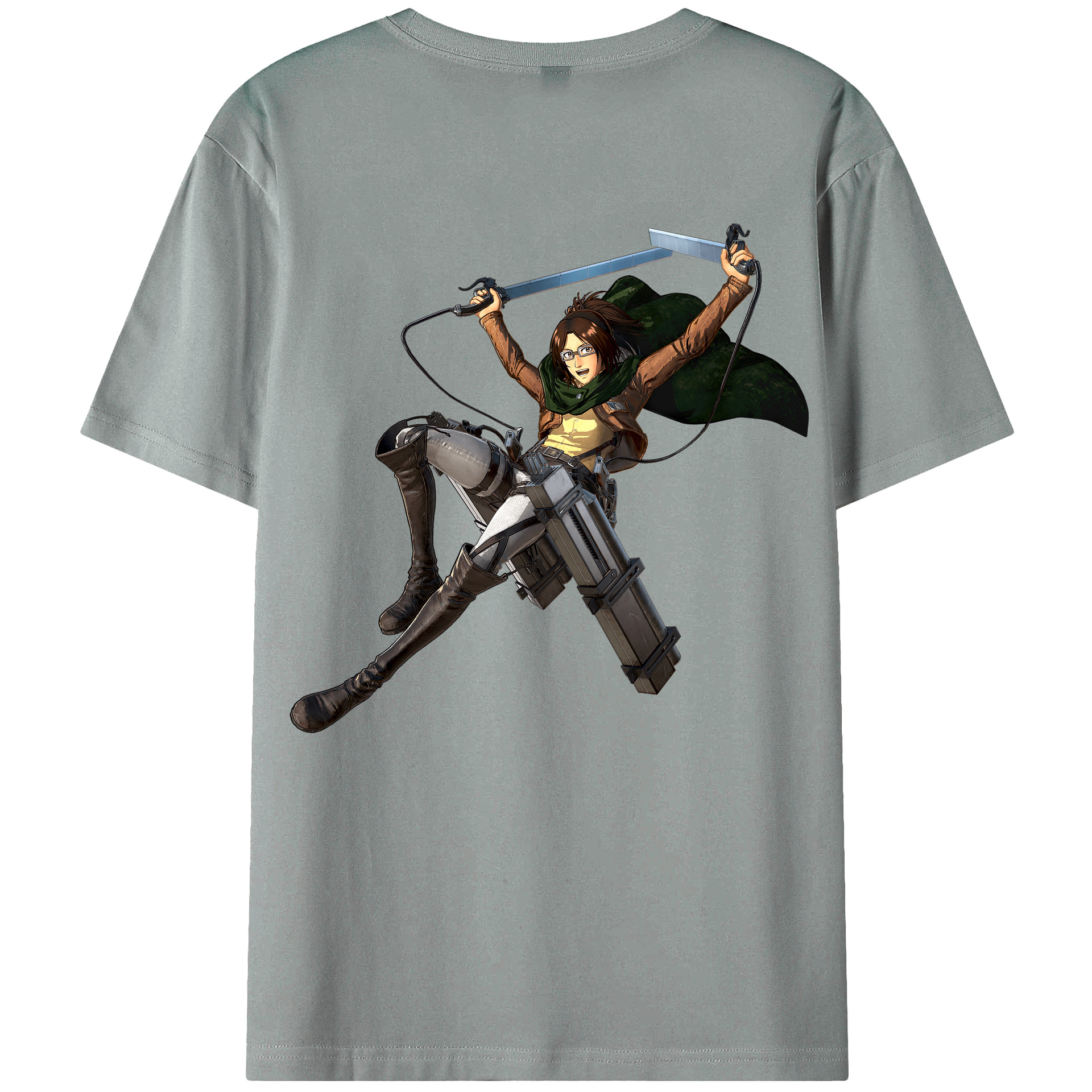 （画像用） 進撃の巨人 ハンジ·ゾエ Attack on Titan Hanji Zoe 綿100％ メンズ半袖Tシャツ（バックプリント） 通気性